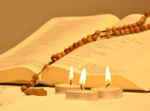 bible, candles, rosary