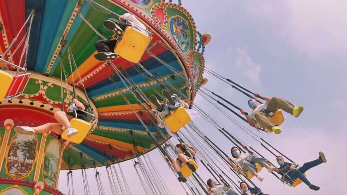 amusement park, swing ride, ride